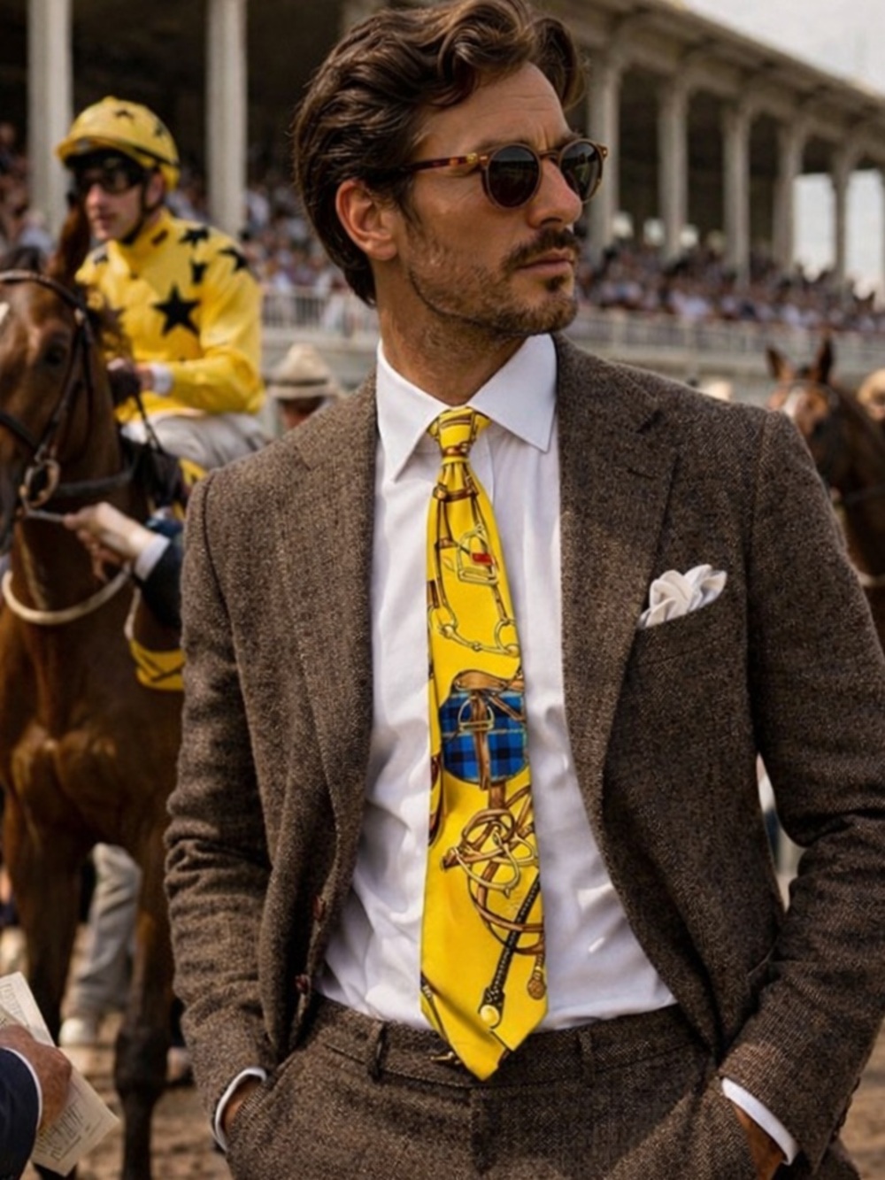 🎁🐎HOLIDAY 26’🐎🎁💯RALPH LAUREN PURPLE LABEL ICONIC EQUESTRIAN STIRRUP MONOGRAM TIE